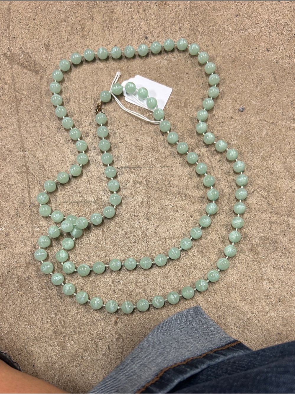 Jadeite Mint Green Beaded 48” Necklace Costume Jewelry